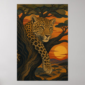 Sunward III — Leopard at Sunset Poster
