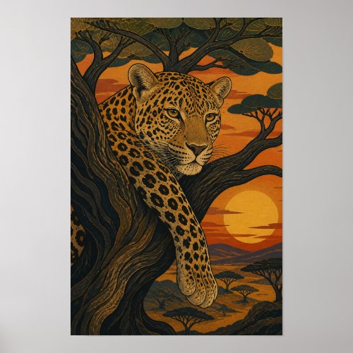 Sunward III — Leopard at Sunset Poster