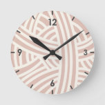 Sunwashed Pink Abstract Stylized Yarn Ball Round Clock