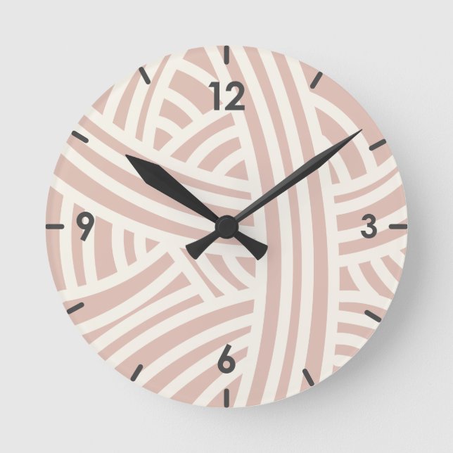 Sunwashed Pink Abstract Stylized Yarn Ball Round Clock (Front)