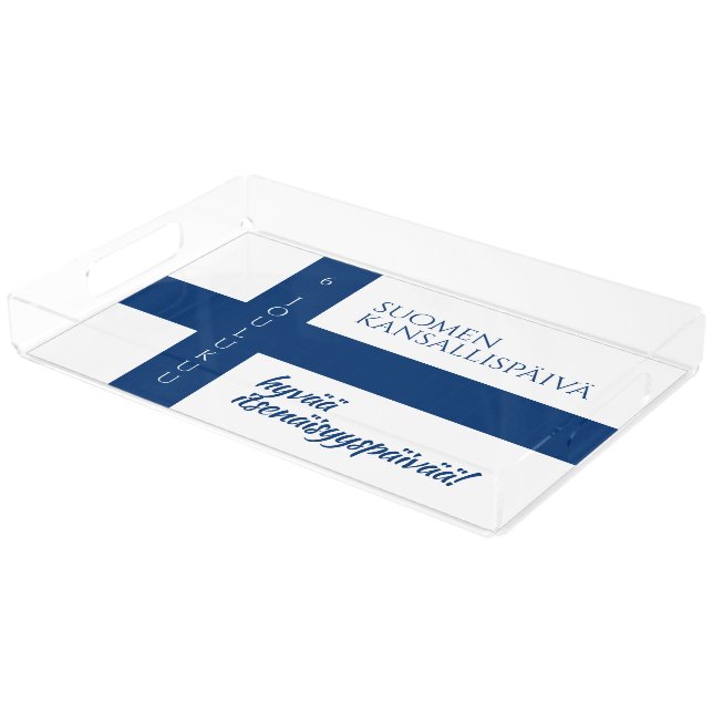 Suomen Kansallispäivä Finnish National Day Flag Acrylic Tray (Angled)