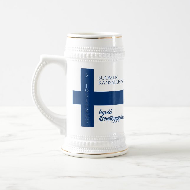 Suomen Kansallispäivä Finnish National Day Flag Beer Stein (Left)