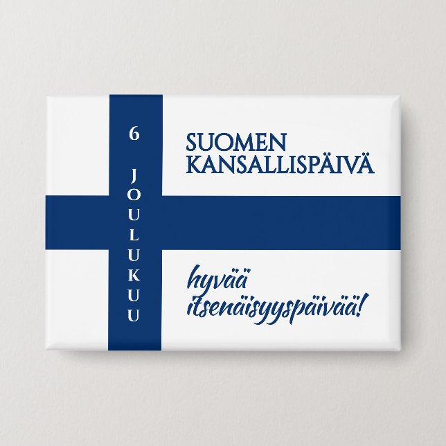 Suomen Kansallispäivä Finnish National Day Flag Button (Front)
