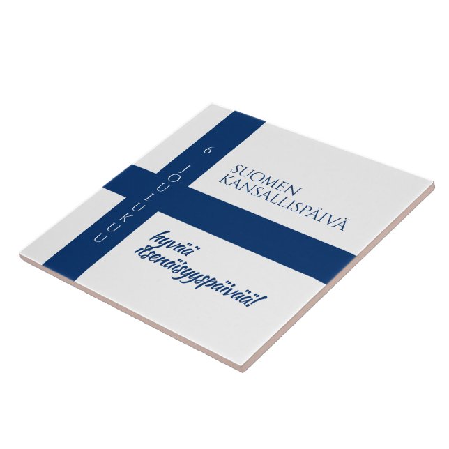 Suomen Kansallispäivä Finnish National Day Flag Ceramic Tile (Side)