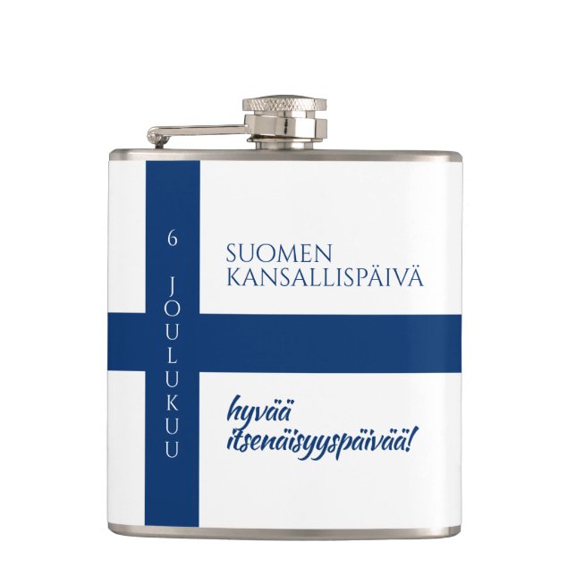 Suomen Kansallispäivä Finnish National Day Flag Flask (Front)