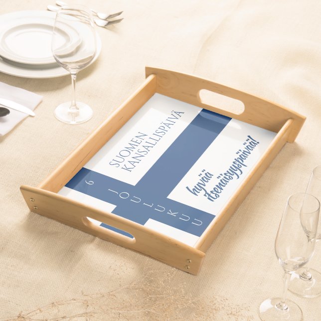 Suomen Kansallispäivä Finnish National Day Flag Serving Tray (Front)