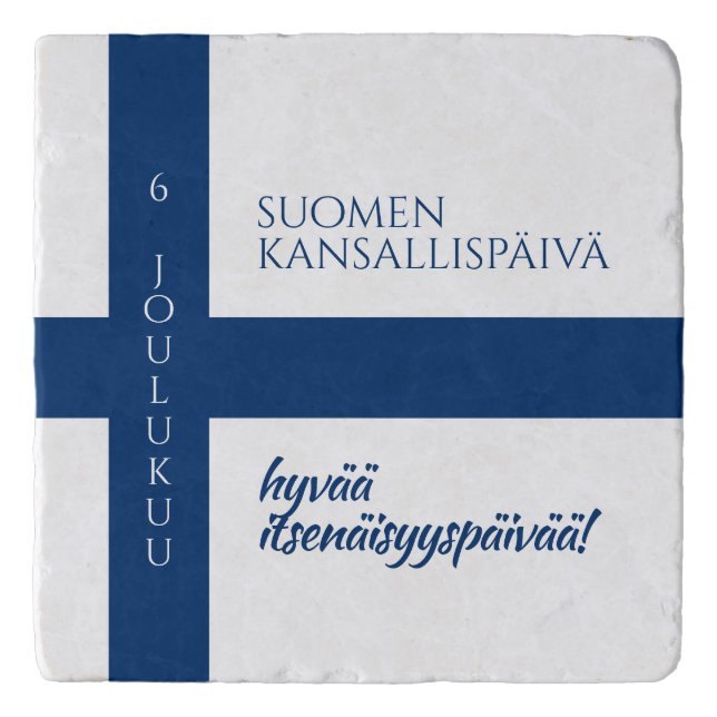 Suomen Kansallispäivä Finnish National Day Flag Trivet (Front)