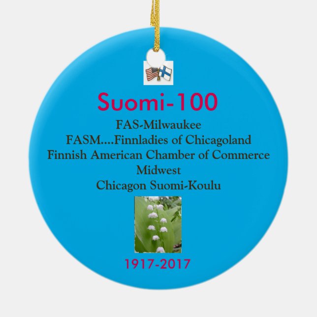 Suomi 100 Centennial Keepsake 1917-2017 Ceramic Ornament (Back)
