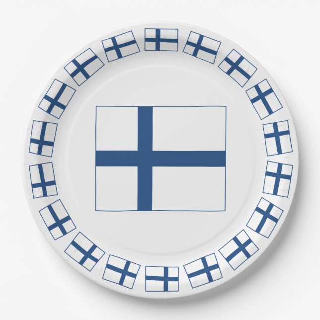 SUOMI FINLAND FLAG PAPER PLATES (Front)