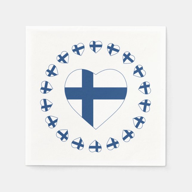 SUOMI FINLAND HEART SHAPE FLAG PAPER NAPKINS (Front)