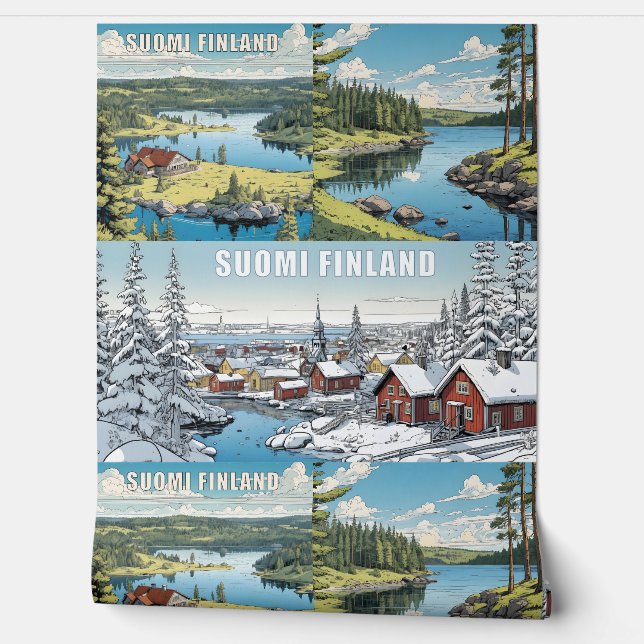 Suomi Finland Nature Illustrations Wallpaper (Unrolling)