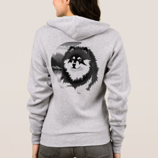 SUOMI- Finnish Lapphund zippered -front/back art Hoodie