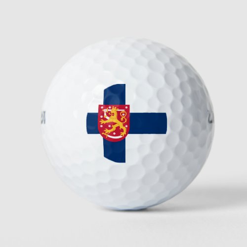 Suomi Flag with superimposed coat of arms Golf Balls