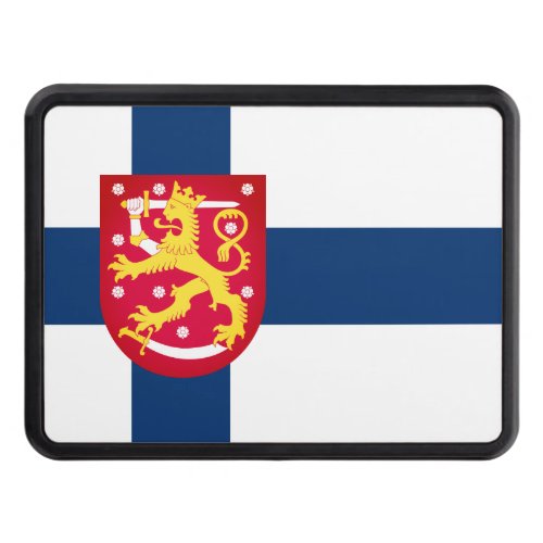 Suomi Flag with superimposed coat of arms Hitch Cover