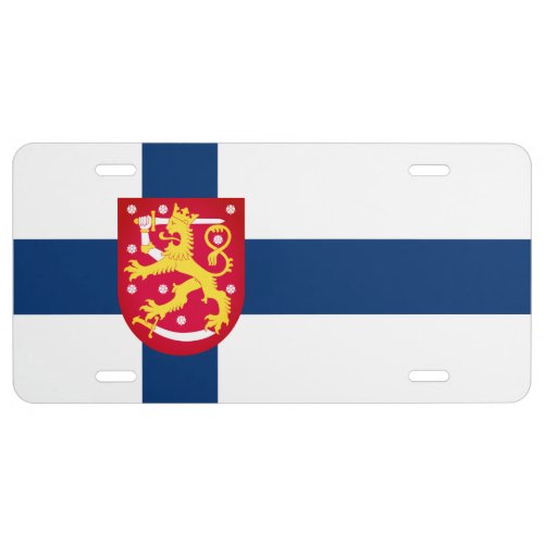 Suomi Flag with superimposed coat of arms License Plate