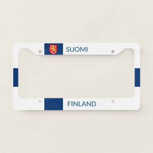 Suomi Flag with superimposed coat of arms License Plate Frame