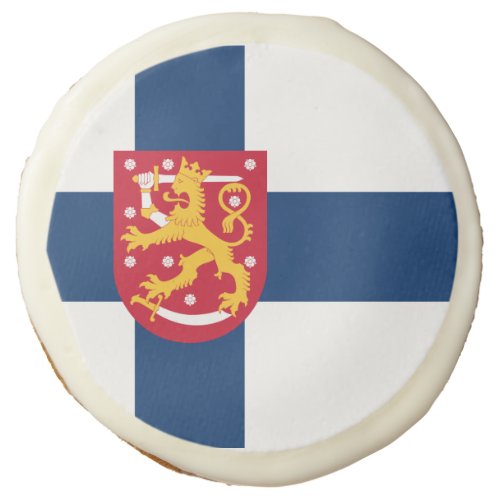 Suomi Flag with superimposed coat of arms Sugar Cookie