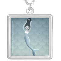 Suomu Blue Mermaid Silver Plated Necklace