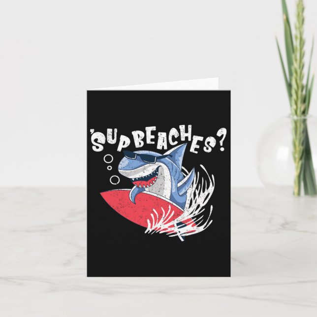 Sup Beaches Funny Shark Summer Beach Lover Meme Va Card (Front)