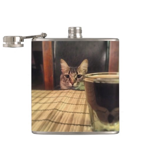 Sup Beer Funny Humor Kitty Cat Photo Photography Hip Flask