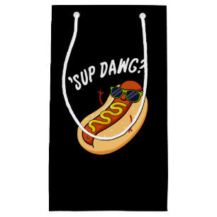 Sup Dawg Funny Hot Dog Pun Dark BG Small Gift Bag