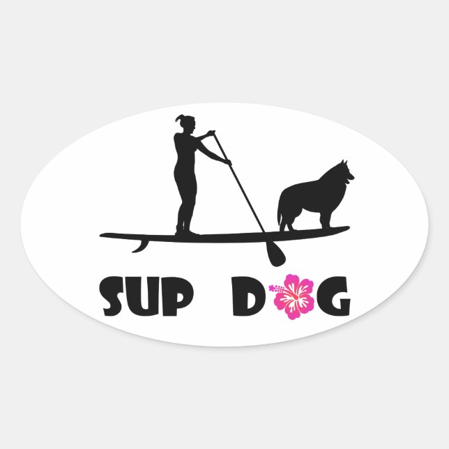 SUP Dog Oval Sticker (Front)