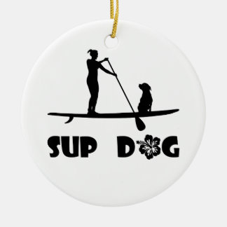 SUP Dog Sitting Ceramic Ornament
