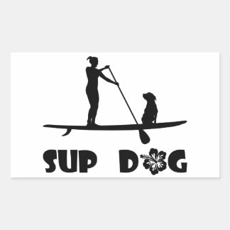 SUP Dog Sitting Rectangular Sticker