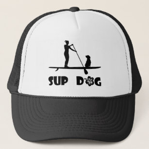 SUP Dog Sitting Trucker Hat