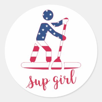 Sup Girl - American Flag Stand Up Paddle Boarder