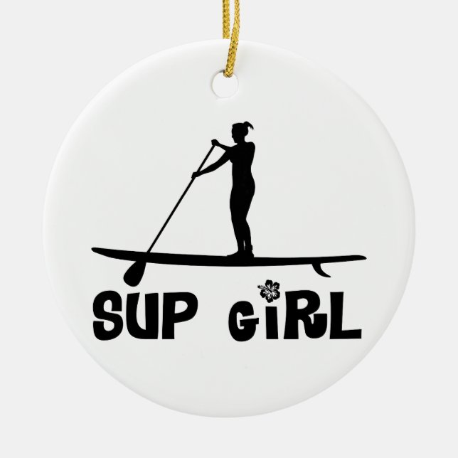 SUP Girl Ceramic Ornament (Front)