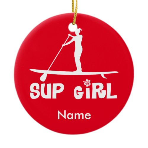 SUP Girl Ceramic Ornament