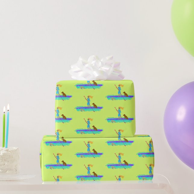 SUP Girl Paddleboarding All Occasion Gift Wrap (Party Gifts)
