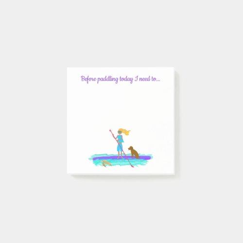 SUP Girl Paddleboarding Blank To_Do List Post_it Notes