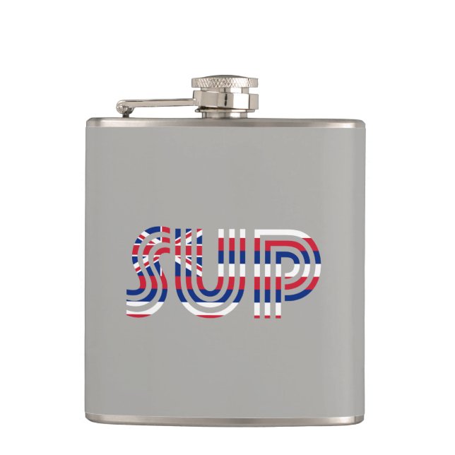 SUP Hawaii Flag Retro Flask (Front)