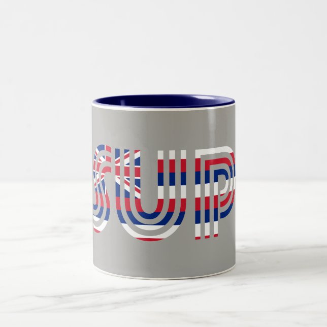 SUP Hawaii Flag Retro Two-Tone Coffee Mug (Center)
