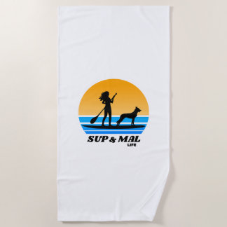 SUP & Mal Life Malinois Standup Paddleboarding Beach Towel