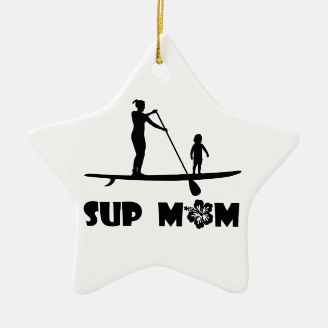 SUP Mom Ceramic Ornament (Front)