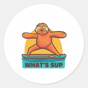 SUP SLOTH Stand up Paddle Classic Round Sticker