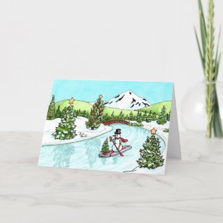 SUP Snowman Christmas Card