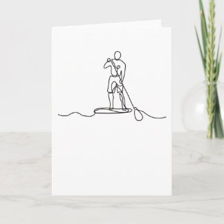 SUP Stand Up Paddel One Line Art Card