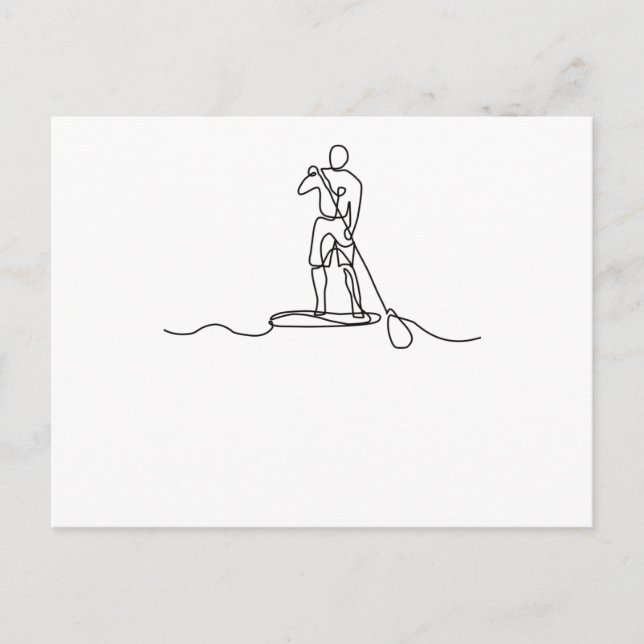 SUP Stand Up Paddel One Line Art Postcard (Front)