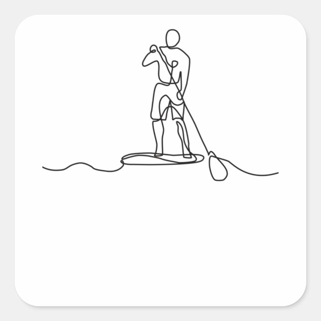 SUP Stand Up Paddel One Line Art Square Sticker (Front)