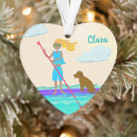 Sup Stand Up Paddleboarding Girl Dog Photo Ornament at Zazzle