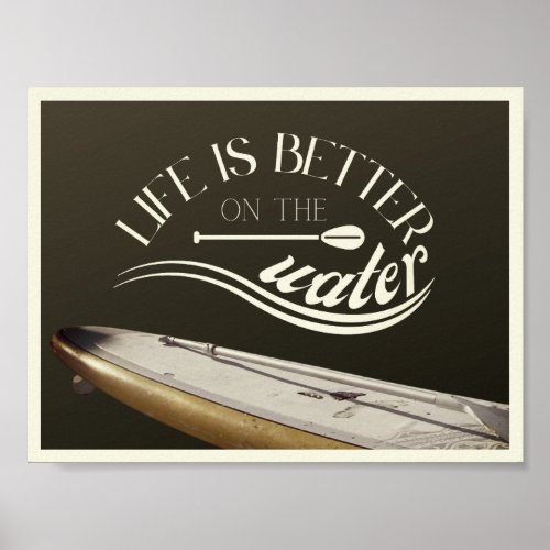 SUP stand up paddling sepia retro Poster