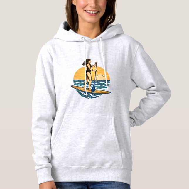 SUP Sunset Paddleboard Coastal Life Graphic Print Hoodie (Front)