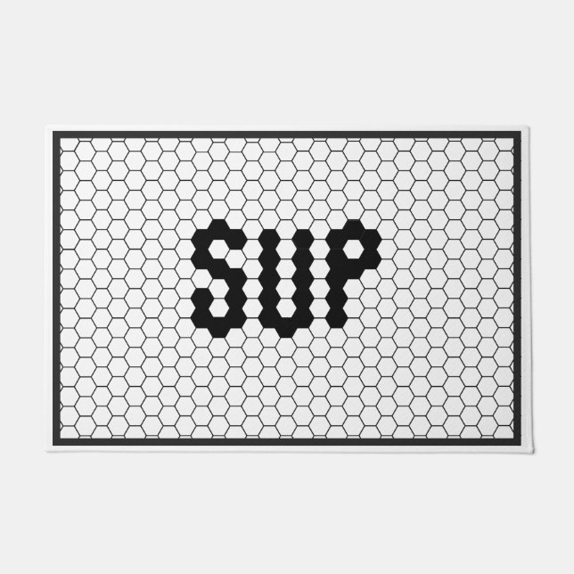 Sup Trendy Faux Tile Black and White Door Mat (Front)
