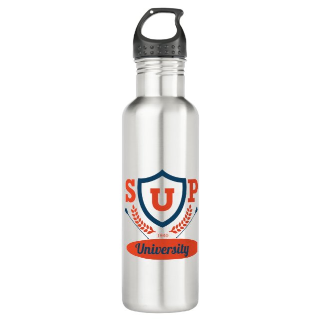sup university stainless steel water bottle (Front)