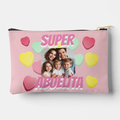 Super Abuelita Photo colorful heart  Mothers Day Accessory Pouch