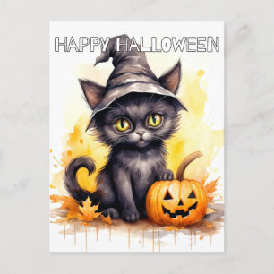 Super Adorable Little Halloween Kitten Postcard
